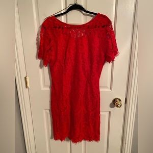 Red cocktail lace dress